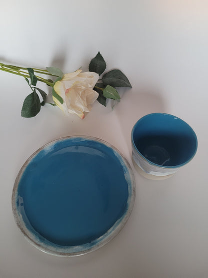 Keramik-Set in Ozeanblau – handgedreht & einzigartig