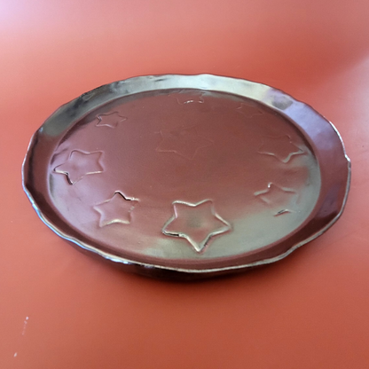 Clay plate with stars - handmade