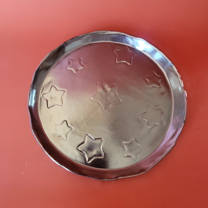Clay plate with stars - handmade
