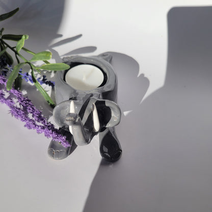 Tealight elephant made of clay - handmade
