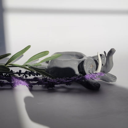 Tealight elephant made of clay - handmade