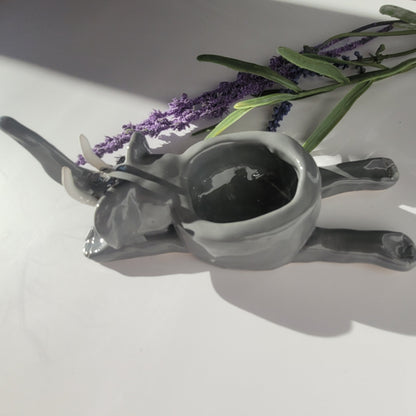 Tealight elephant made of clay - handmade