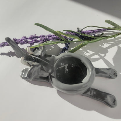 Tealight elephant made of clay - handmade