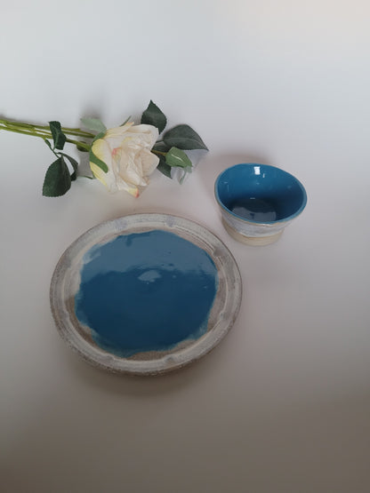 Keramik-Set in Ozeanblau – handgedreht & einzigartig