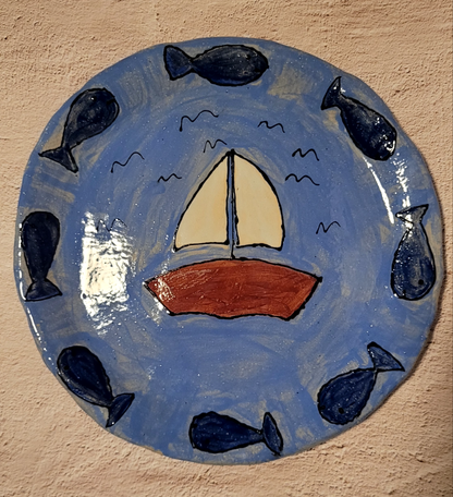 Children's plate made of clay - handmade